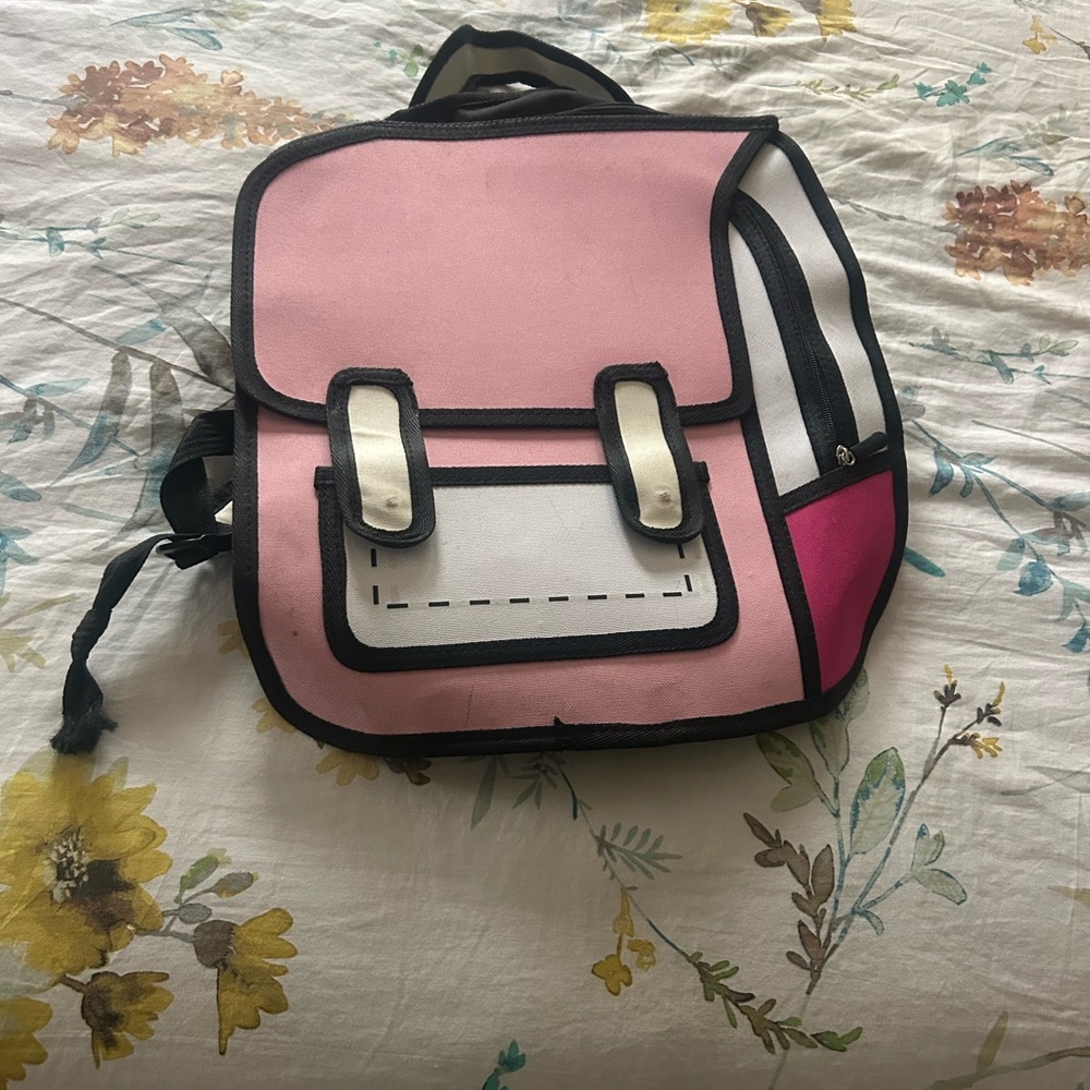 Fun pink, white, and black backpack
